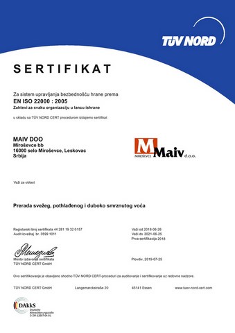 Sertifikat ISO 22000